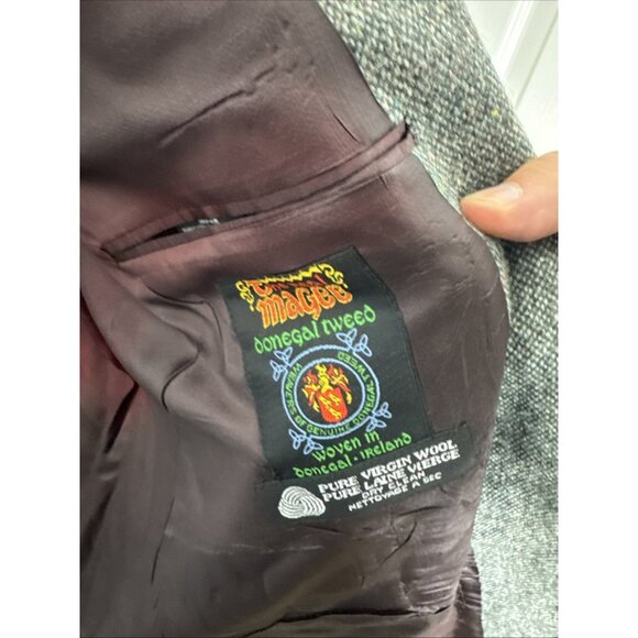 Magee Donegal Tweed Blazer 42R Men’s Gray Green Wool Sport Coat Ireland - Picture 6 of 10